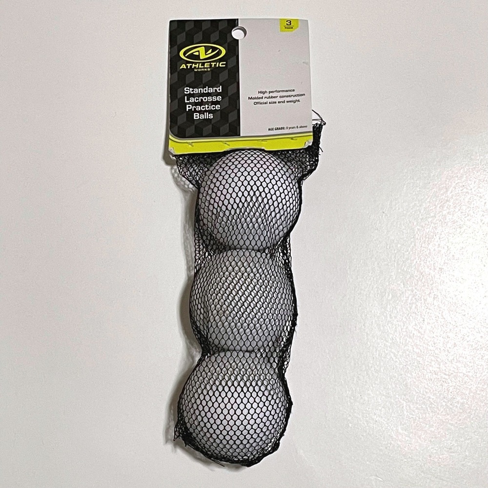 Athletic Works 3 Pack Standard Lacrosse Practice Balls‎ Wht Official Size Weight